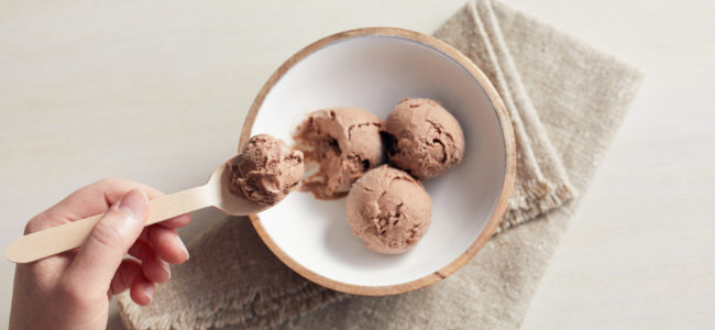 Chocolate dairy free ice cream serving
